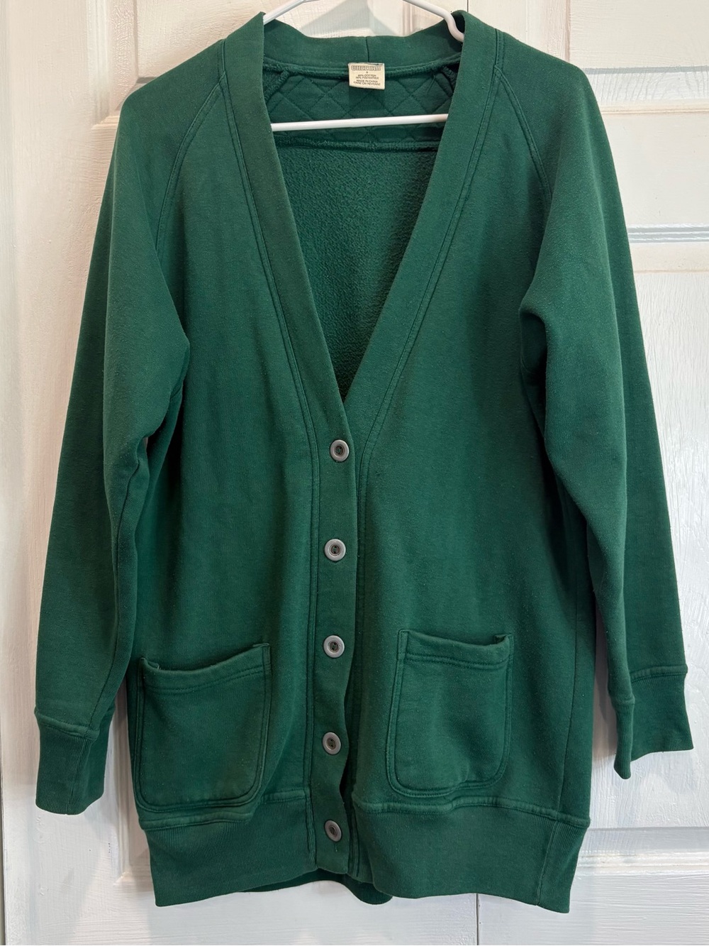 Vintage Cheetah Green V-Neck Button Up Cardigan - Size Small